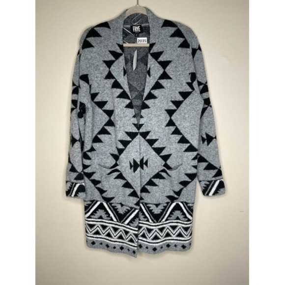 Frye Sweaters - NWT Frye Gray Western Knit Cozy Comfy Open Front Cardigan Women‎ XL China